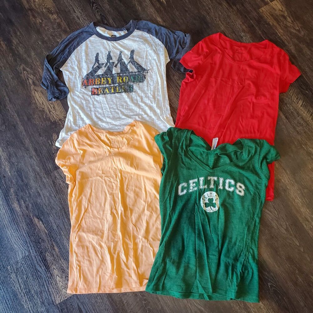 Lot of 4 Size Large Tops Beatles, Celtics and No Boundaries